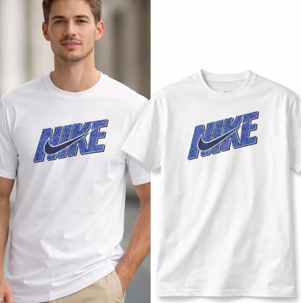 Unisex Nike White T-Shirt with Gray Logo